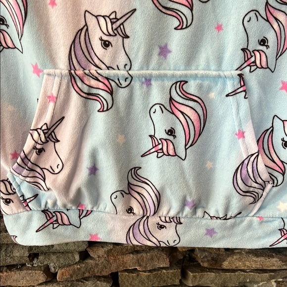 Unicorn Print Kids Hoodie - Blue and Purple - Picture 4 of 5